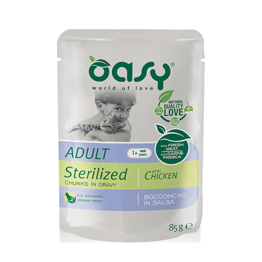 OASY CAT ADULT STERILIZED WITH CHICKEN [ΦΑΚΕΛΑΚΙ 85GR]